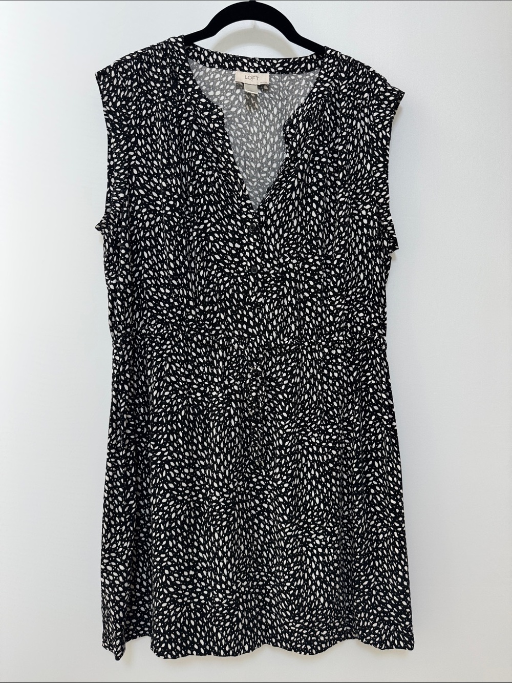 Loft Black and White Patterned Dress